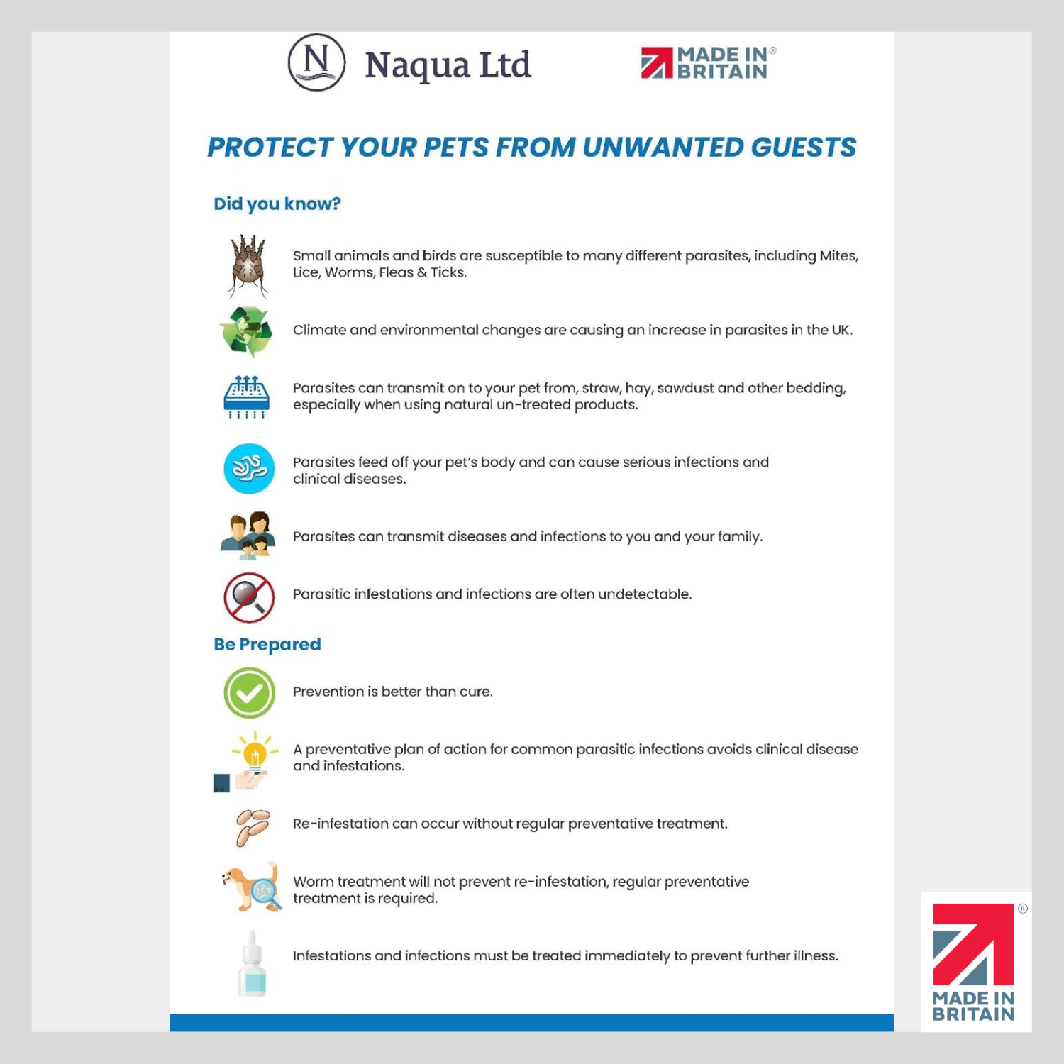 Flyer image of advice on parasites such as ear mites